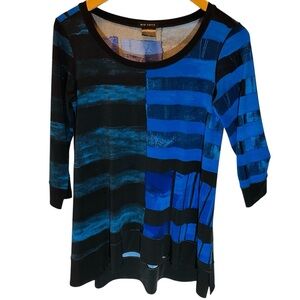 Eva Varro Blue and Black Striped Art to Wear Tunic